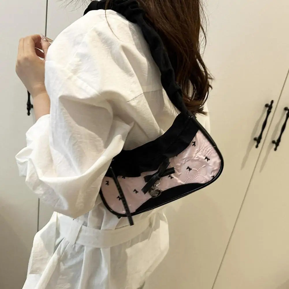 Bolso de Cuadros de Moda para Mujer con Cinta de Encaje, Correa Elástica, Bolso de Hombro para el Día a Día