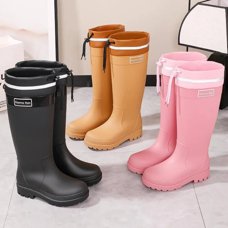 Botas de Lluvia para Mujer, Media Caña, Impermeables, Forro Cálido de Algodón, Ideales para Jardín e Invierno