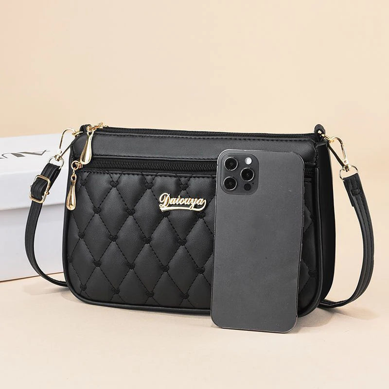 Bolso Bandolera Bordado de Piel para Mujer, con Pompón Decorativo