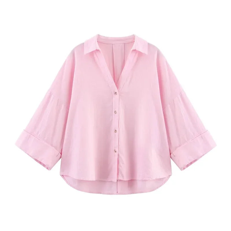 Blusa Camisa Rayas Manga Ancha Mujer Verano | Casual Chic 2026
