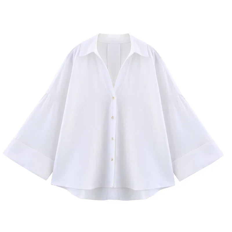 Blusa Camisa Rayas Manga Ancha Mujer Verano | Casual Chic 2026