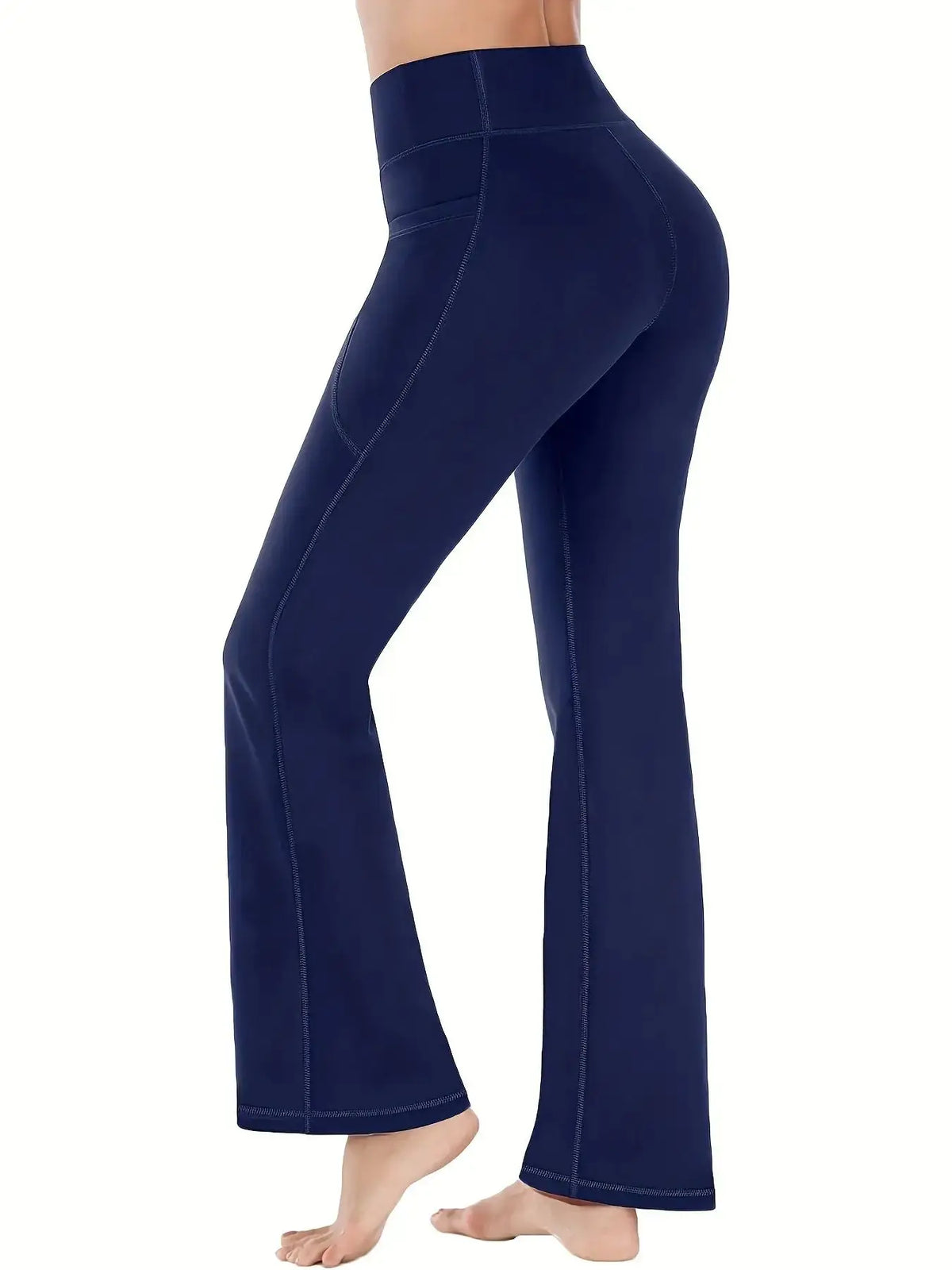 Pantalón Acampanado Yoga Cintura Alta con Bolsillos | Fitness 2026