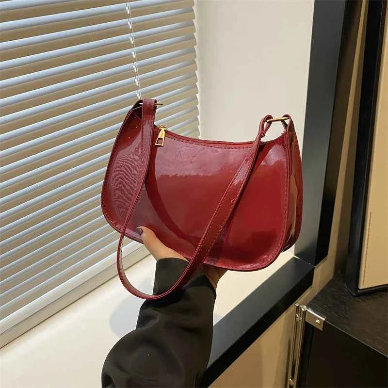 Bolso de Hombro Retro de Piel PU Color Liso, Bolso Bandolera Casual Hobo para Mujer