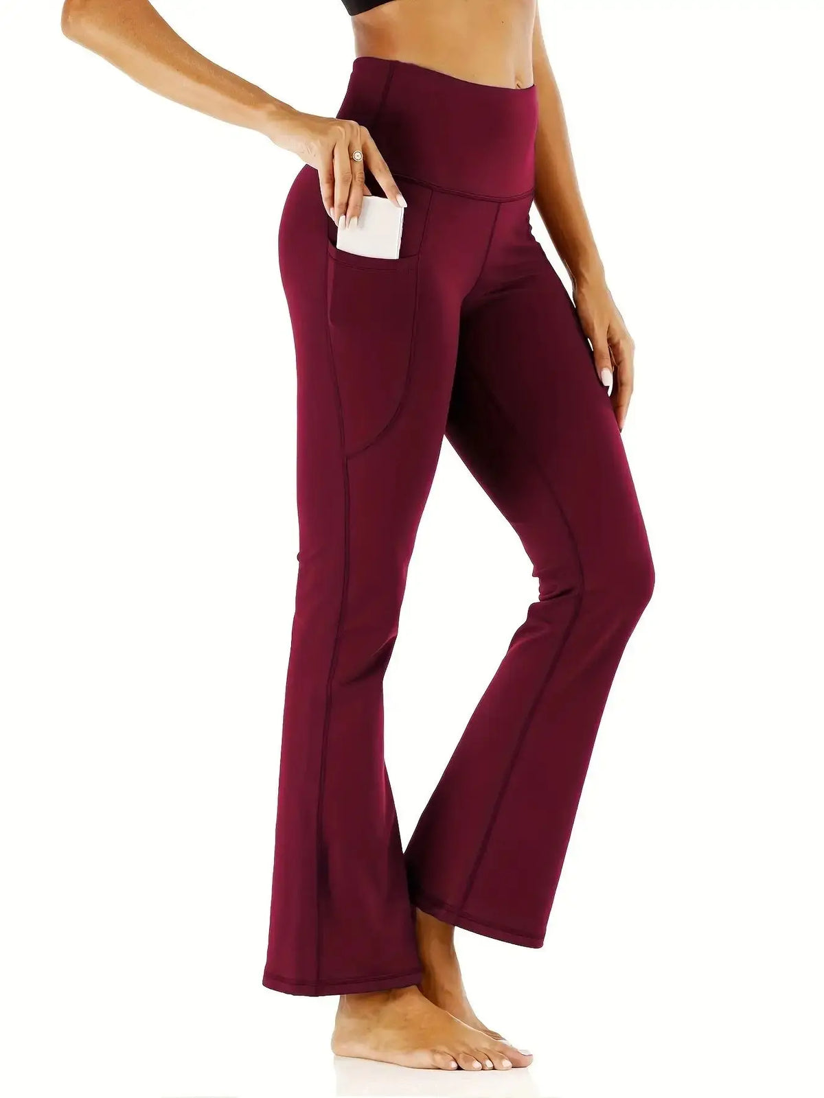 Pantalón Acampanado Yoga Cintura Alta con Bolsillos | Fitness 2026
