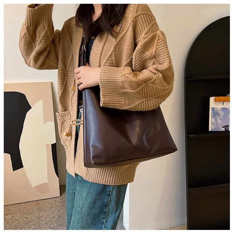 HOMEFISH Bolso Tote Nuevo, Bolso de Mano y Hombro para Mujer, Estilo Retro Sencillo, Gran Tamaño