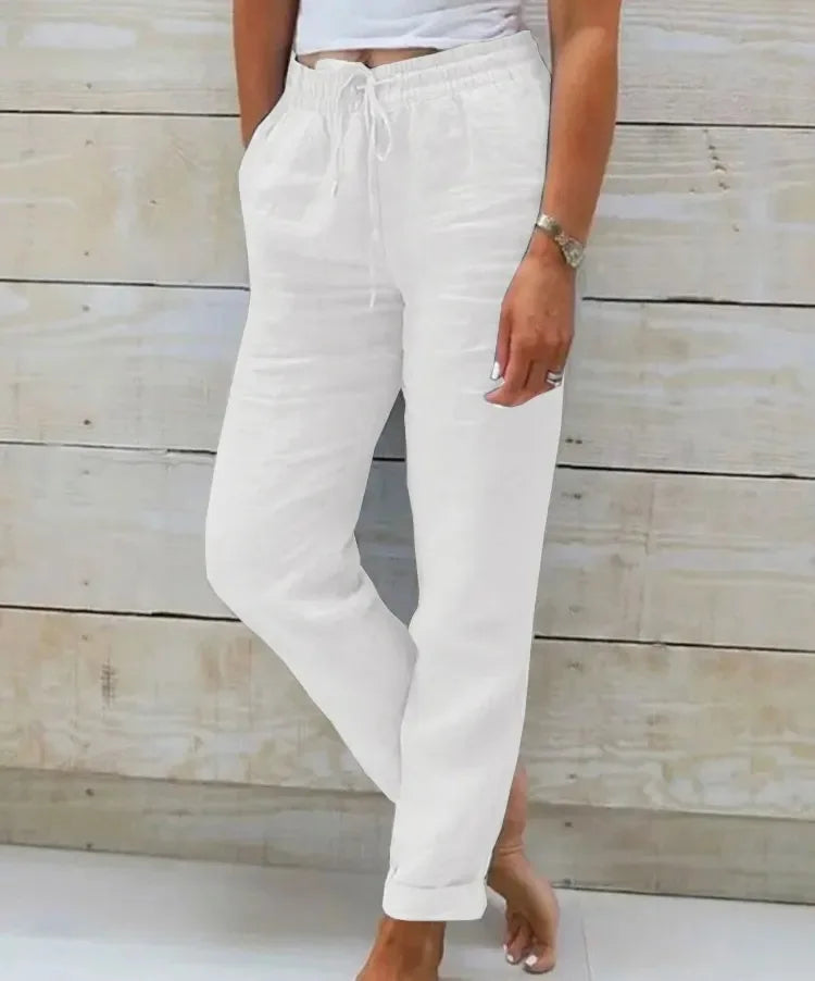 Pantalón Algodón Lino Cintura Alta Mujer | Streetwear 2026