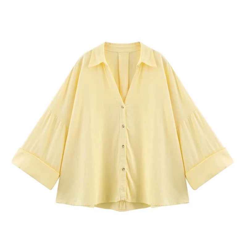 Blusa Camisa Rayas Manga Ancha Mujer Verano | Casual Chic 2026