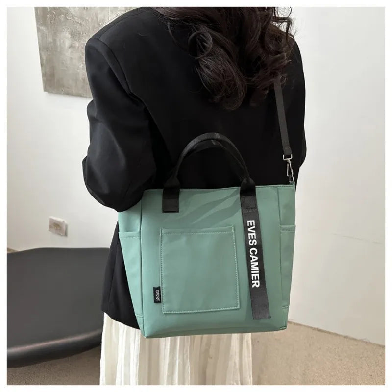 Bolso Tote de Nylon Impermeable para Mujer, Gran Capacidad, Ligero, Ideal para Estudio, Trabajo, Viaje y Gimnasio