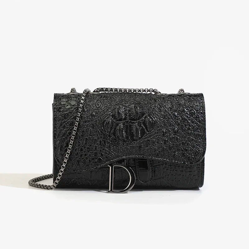 Bolso Bandolera para Damas Patrón Cocodrilo con Cadena y Lentejuela