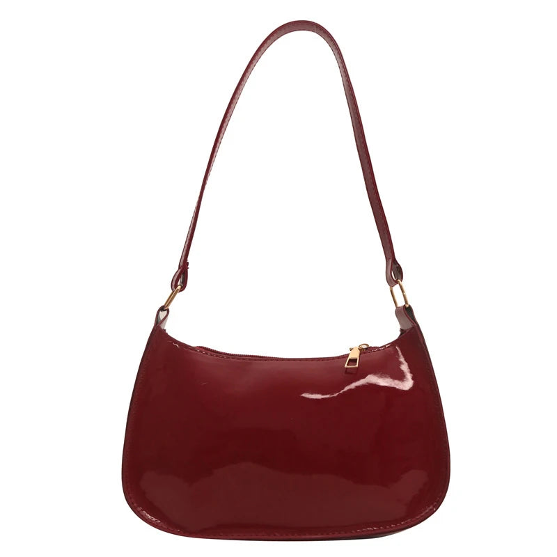 Bolso de Hombro Retro de Piel PU Color Liso, Bolso Bandolera Casual Hobo para Mujer