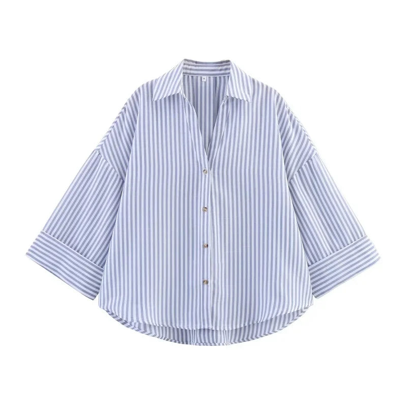 Blusa Camisa Rayas Manga Ancha Mujer Verano | Casual Chic 2026