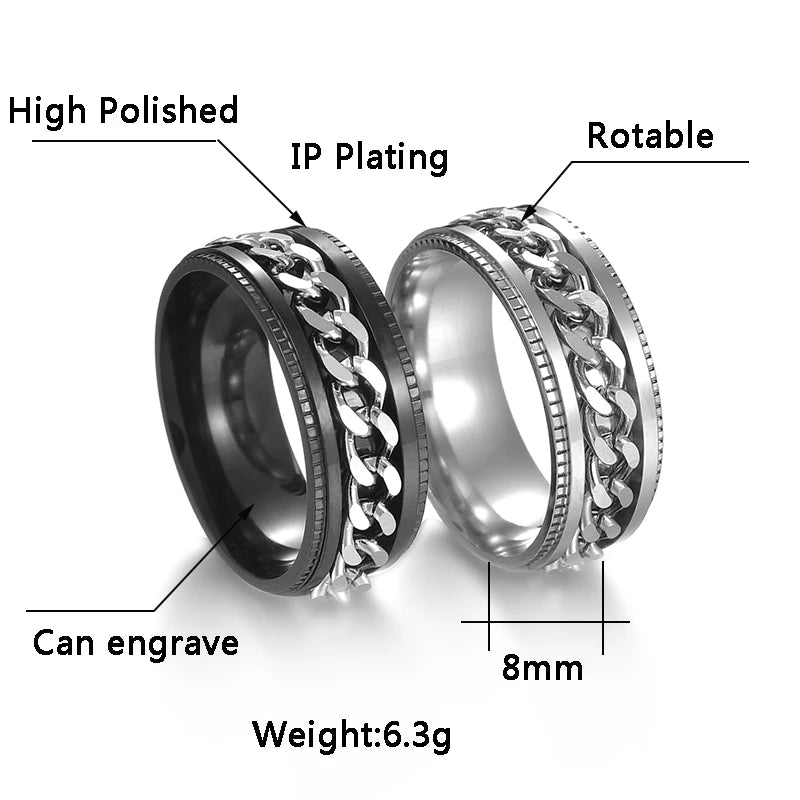 Anillo Giratorio de Acero Inoxidable para Hombre - Alta Calidad y Estilo Spinner Punk