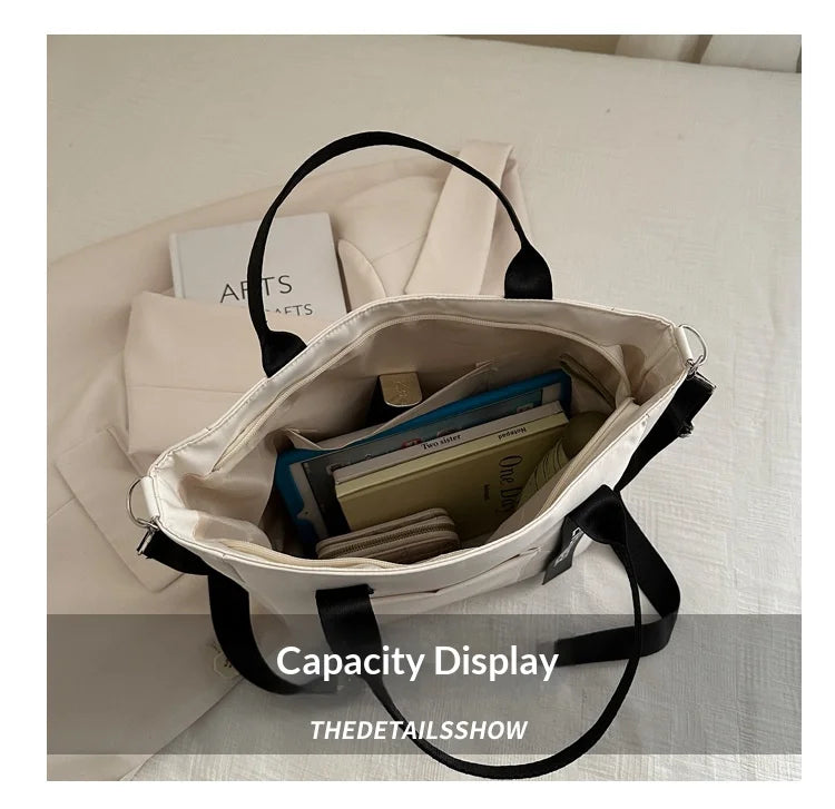 Bolso Tote de Nylon Impermeable para Mujer, Gran Capacidad, Ligero, Ideal para Estudio, Trabajo, Viaje y Gimnasio