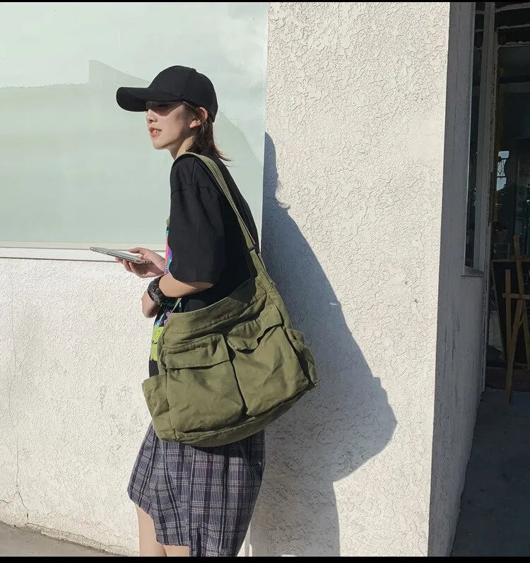 Bolso de Hombro de Lona Vintage Clásico para Mujer, Bandolera Suave de Viaje, Gran Capacidad