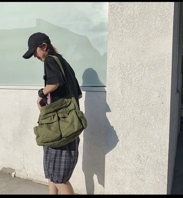 Bolso de Hombro de Lona Vintage Clásico para Mujer, Bandolera Suave de Viaje, Gran Capacidad