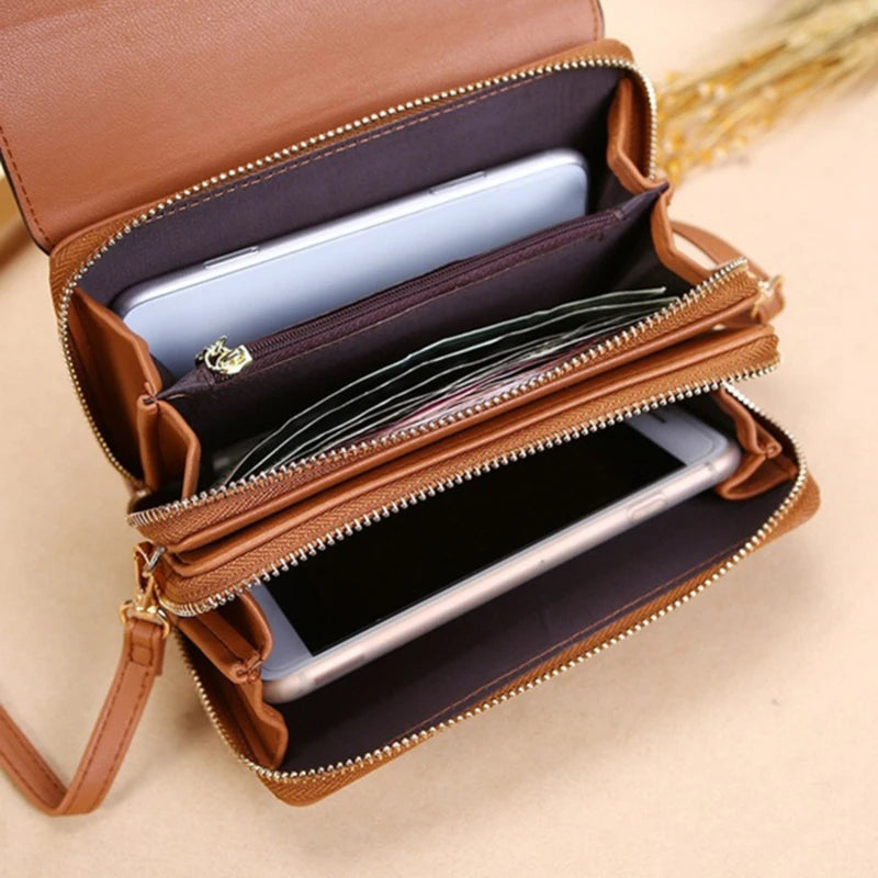 Bolso Cartera Estilo Coreano para Mujer, Multi-Tarjetas, Gran Capacidad, Bolso de Hombro Casual para Móvil