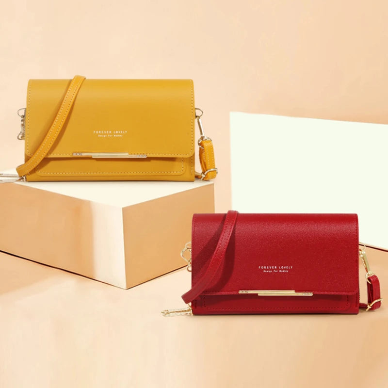 Bolso Cartera Estilo Coreano para Mujer, Multi-Tarjetas, Gran Capacidad, Bolso de Hombro Casual para Móvil