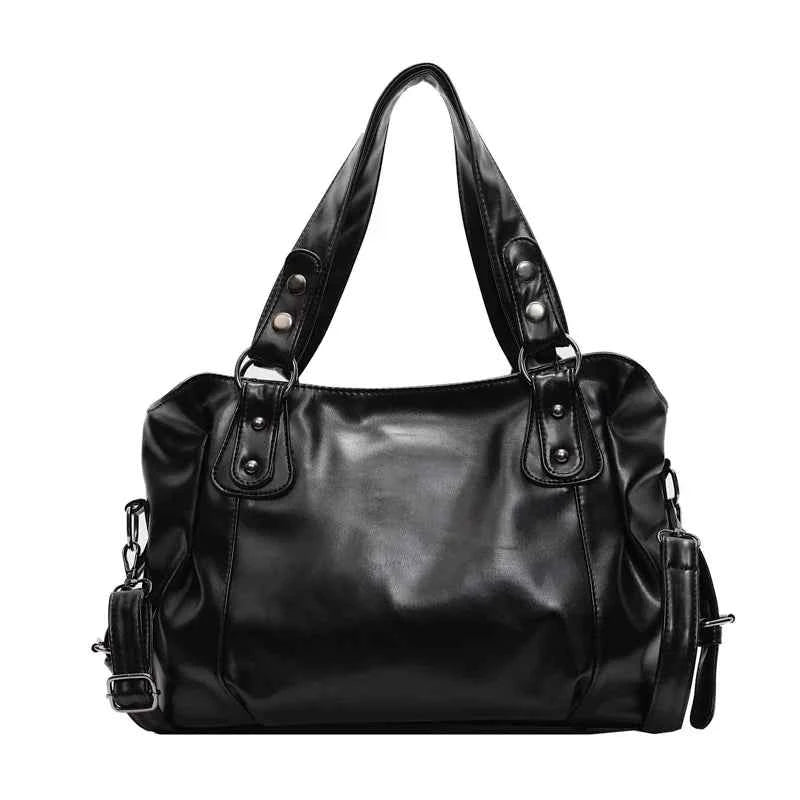 Bolso de Hombro Retro Espacioso para Mujer, Color Liso, Bandolera Clásica de Gran Capacidad en Piel PU Suave