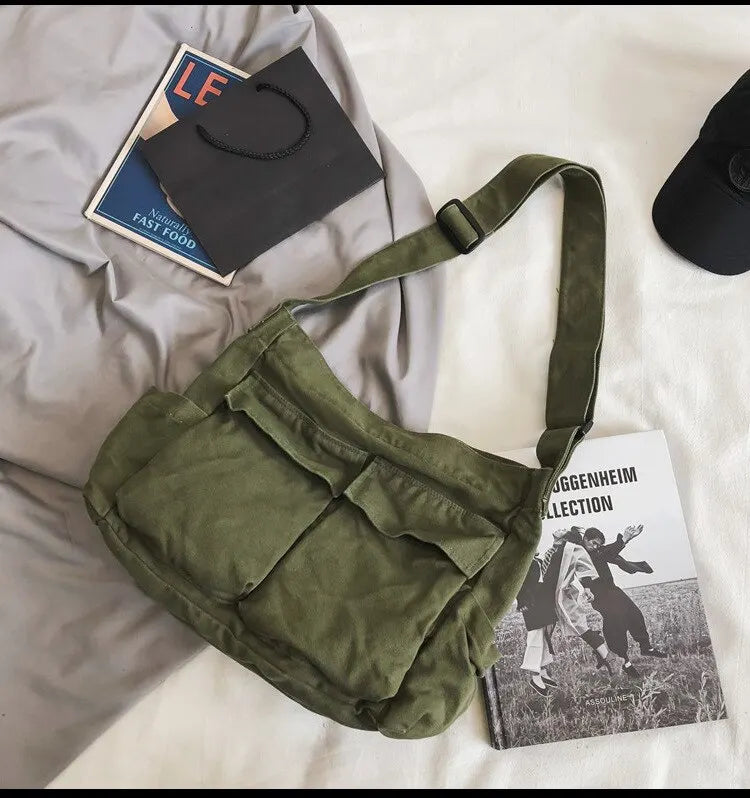 Bolso de Hombro de Lona Vintage Clásico para Mujer, Bandolera Suave de Viaje, Gran Capacidad