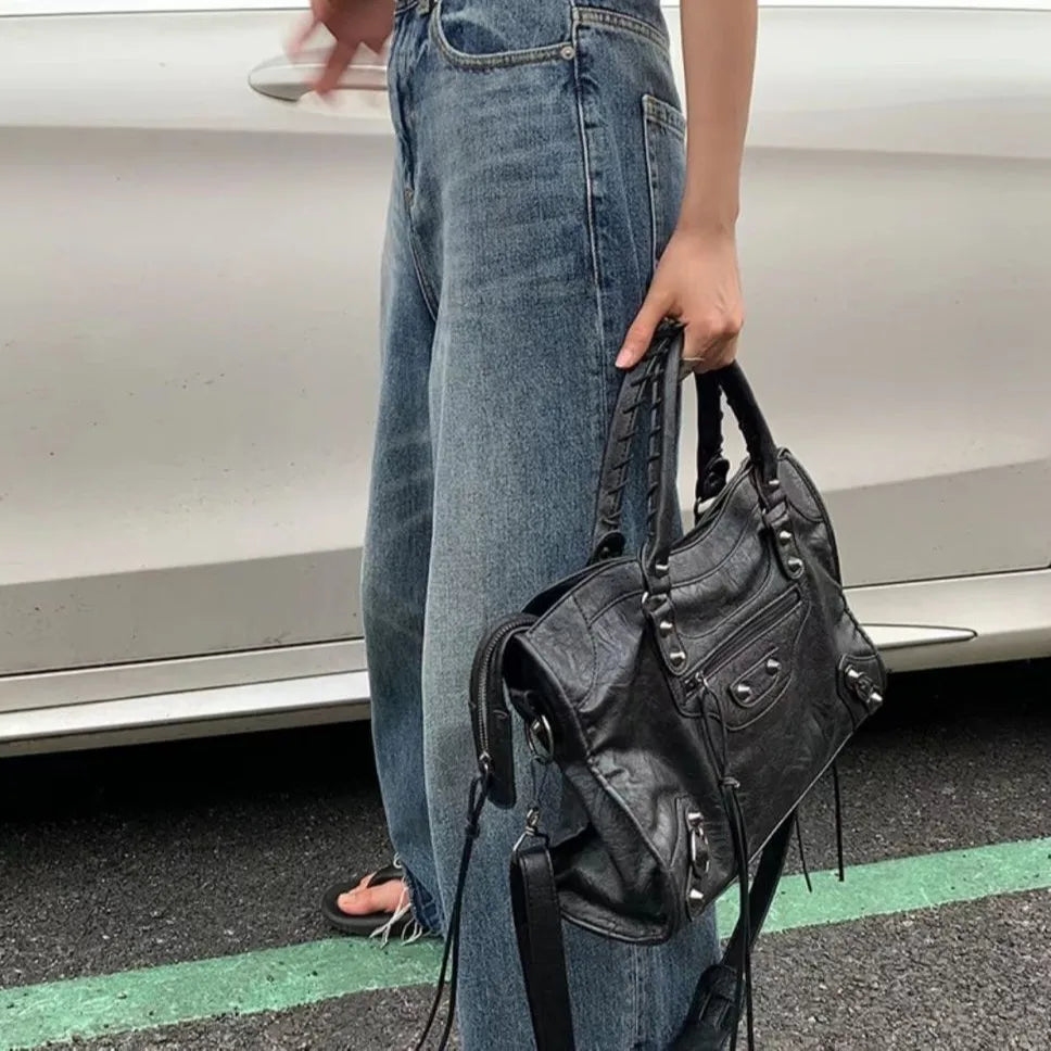 Bolso Motero de Moda 2026, Bolso Tote Urbano para Mujer, Estilo Y2K Callejero, Bandolera de Piel PU