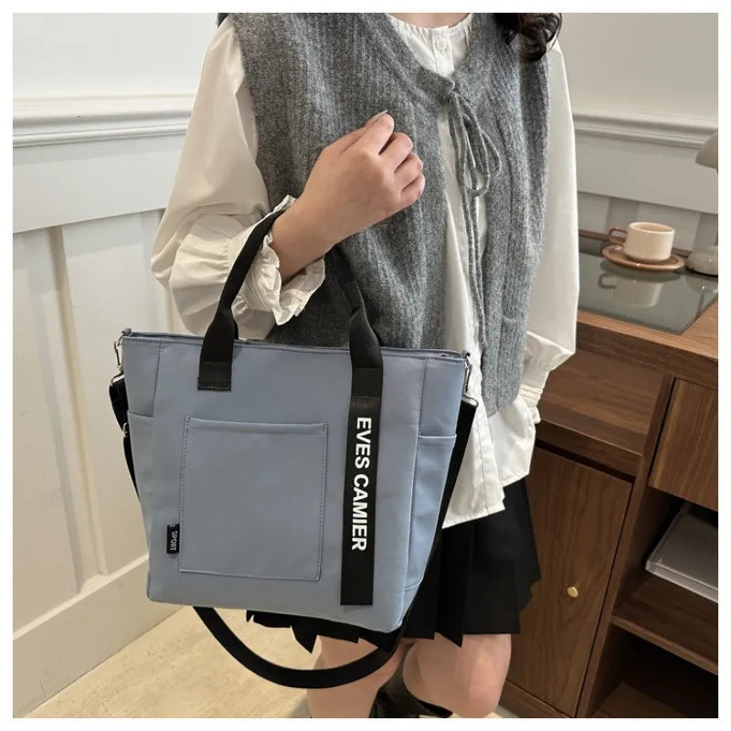 Bolso Tote de Nylon Impermeable para Mujer, Gran Capacidad, Ligero, Ideal para Estudio, Trabajo, Viaje y Gimnasio