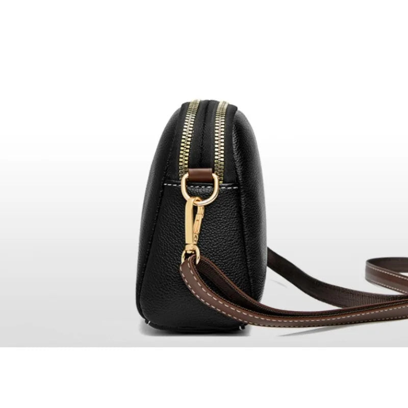 Bolso de Cuero Genuino para Mujeres Diseño Lujo Bolso Mensajero Solapa