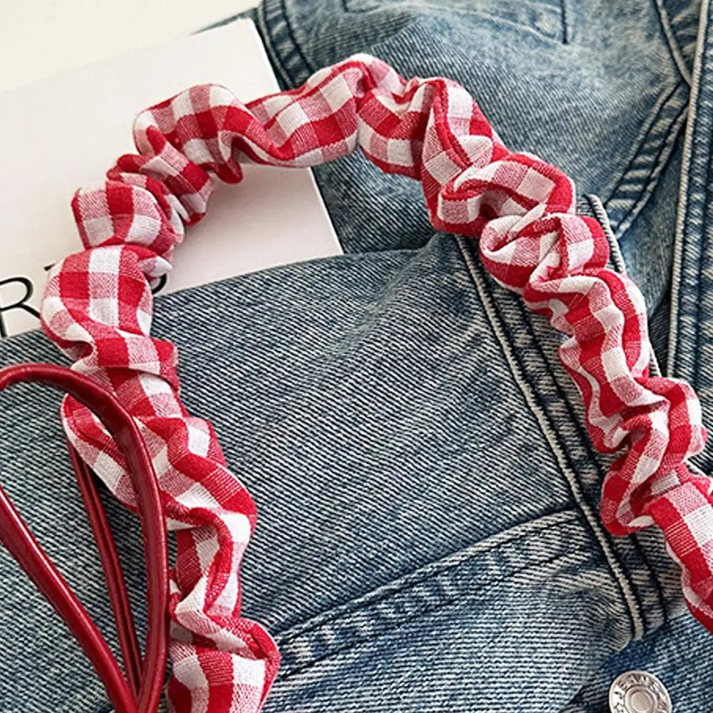 Bolso de Cuadros de Moda para Mujer con Cinta de Encaje, Correa Elástica, Bolso de Hombro para el Día a Día