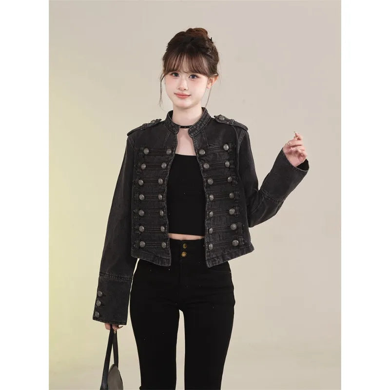 Chaqueta Vaquera Corta Retro Mujer Cuello Alto | Tendencia 2026