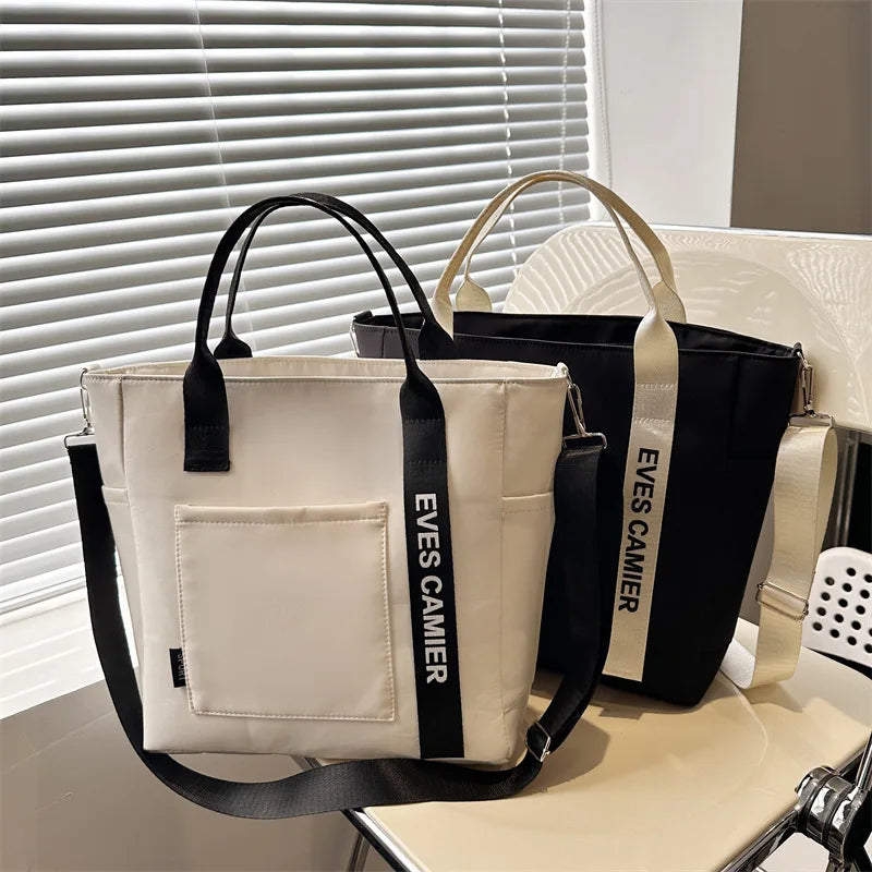 Bolso Tote de Nylon Impermeable para Mujer, Gran Capacidad, Ligero, Ideal para Estudio, Trabajo, Viaje y Gimnasio