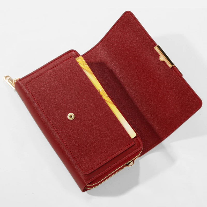 Bolso Cartera Estilo Coreano para Mujer, Multi-Tarjetas, Gran Capacidad, Bolso de Hombro Casual para Móvil