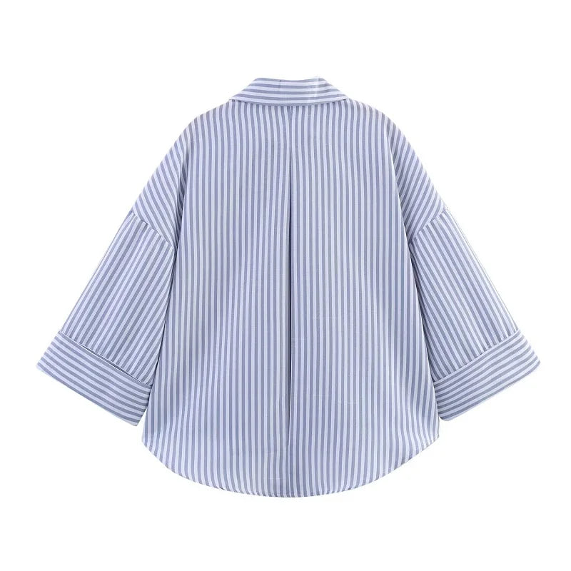 Blusa Camisa Rayas Manga Ancha Mujer Verano | Casual Chic 2026