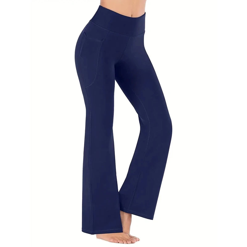 Pantalón Acampanado Yoga Cintura Alta con Bolsillos | Fitness 2026