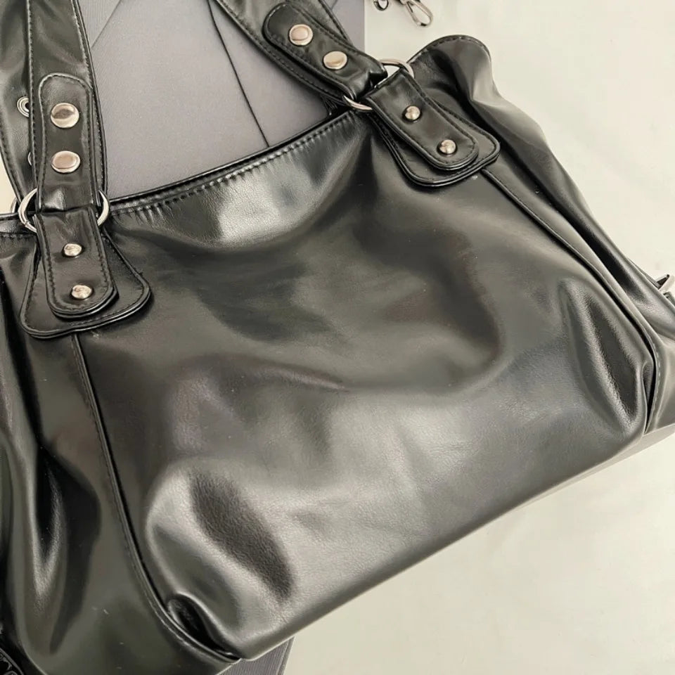 Bolso de Hombro Retro Espacioso para Mujer, Color Liso, Bandolera Clásica de Gran Capacidad en Piel PU Suave