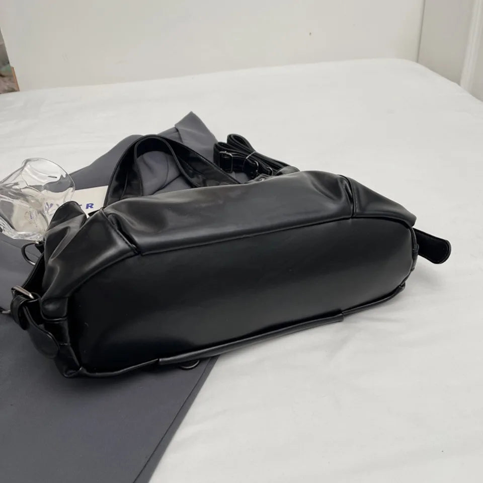 Bolso de Hombro Retro Espacioso para Mujer, Color Liso, Bandolera Clásica de Gran Capacidad en Piel PU Suave