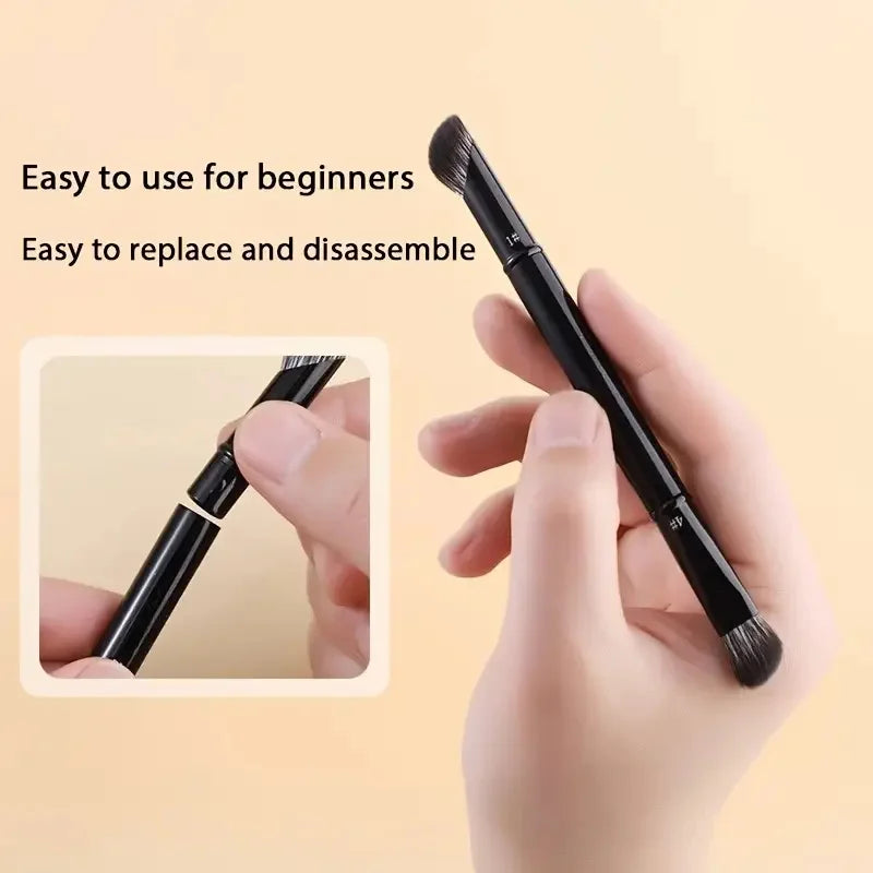 11/6Pcs Mini Travel Makeup Brushes Set with Box Double Ended Soft Hair Short Rod Replaceable Brush Detachable Face Cosmetic Tool