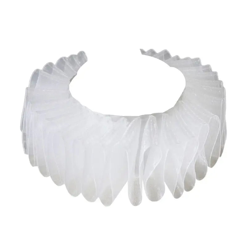 Royal Style Cotton Fake Collar Shawl Wrap Hollow Out Floral Lace Ruffled Trim Necklace Pointed Lapel Blouse Dropshipping