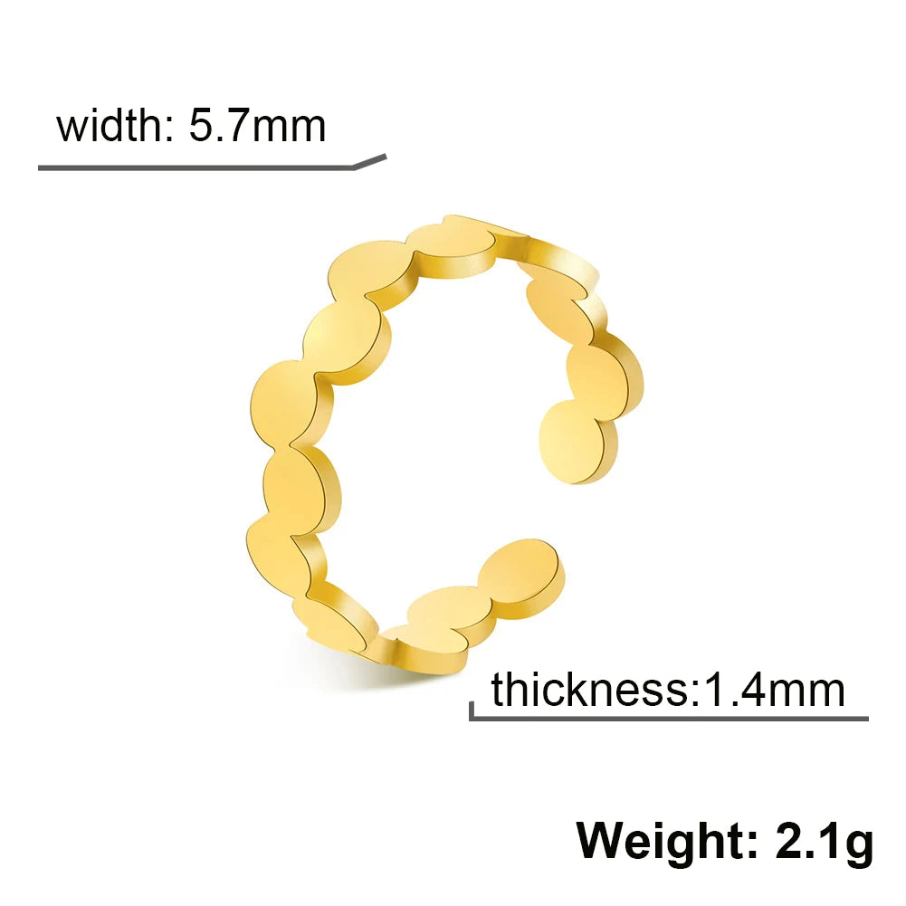 Geometric round Open Ring Stainless Steel Adjustable Finger Rings Minimalist Jewelry New Year Valentine Gift for Women