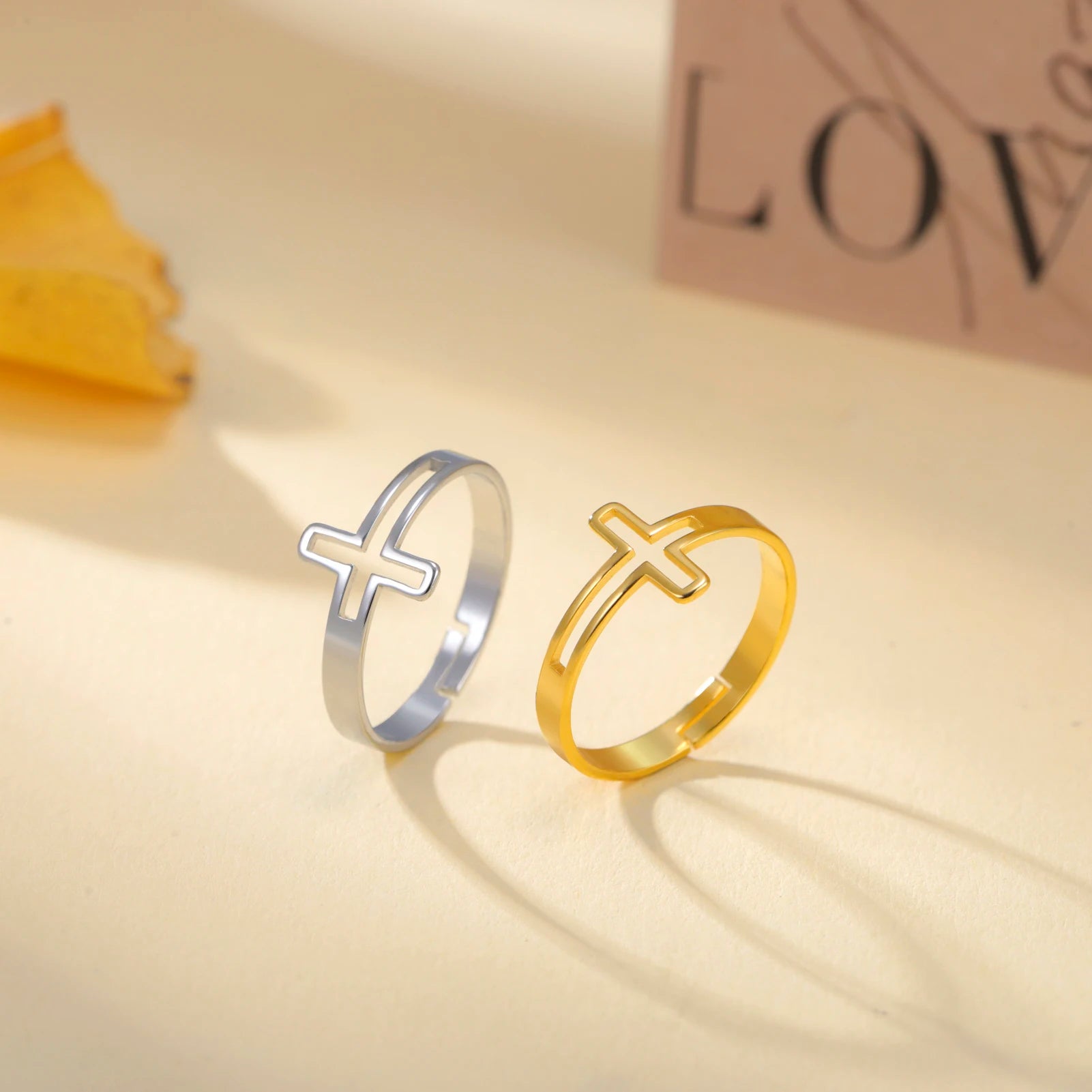 2026 Trend Cross Ring Gold Color Open Finger Rings for Women Christian Jesus Stainless Steel Jewelry Friends Gifts New