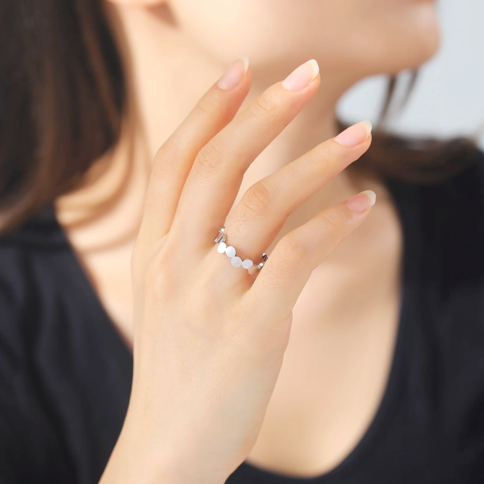 Geometric round Open Ring Stainless Steel Adjustable Finger Rings Minimalist Jewelry New Year Valentine Gift for Women