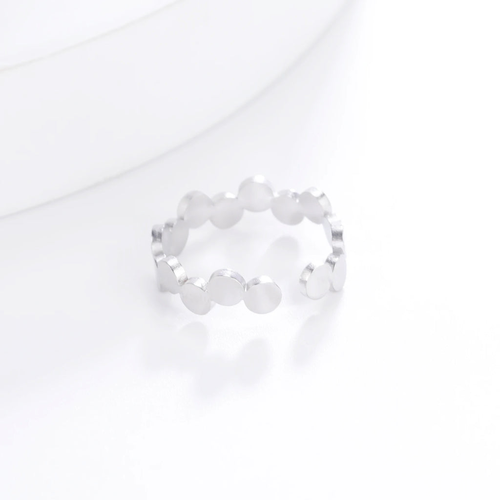 Geometric round Open Ring Stainless Steel Adjustable Finger Rings Minimalist Jewelry New Year Valentine Gift for Women