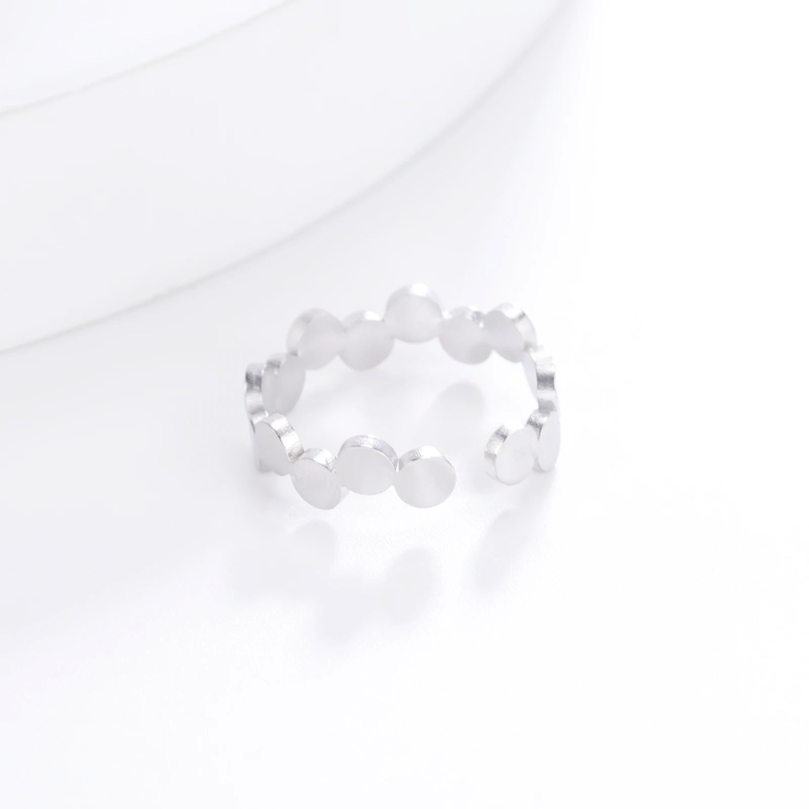 Geometric round Open Ring Stainless Steel Adjustable Finger Rings Minimalist Jewelry New Year Valentine Gift for Women