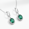 Set de joyería collar y pendientes con piedra verde plata 925